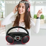 singing wood Portable CD Player Boombox with AM FM Radio, Aux Line in, Headphone Jack, AC/Battery Powered (Red)