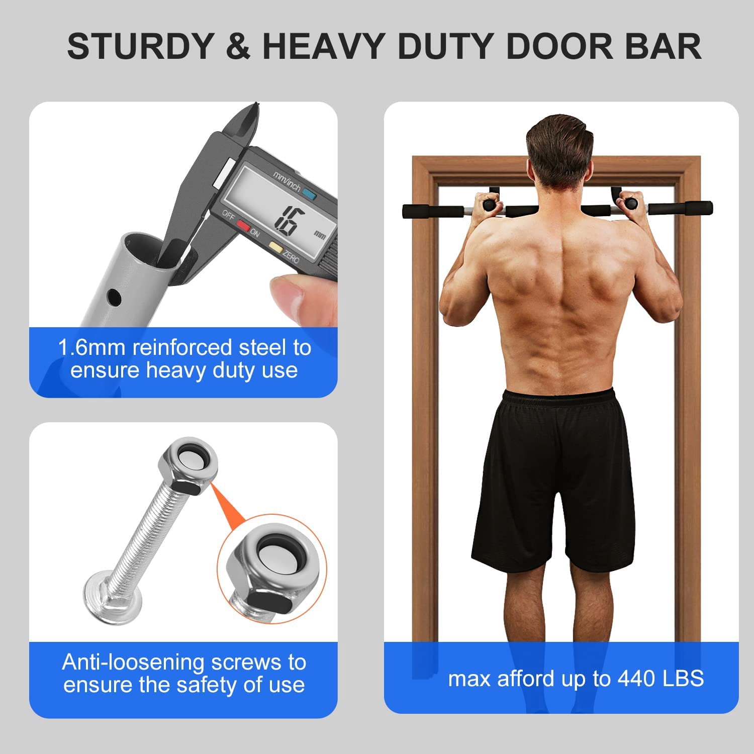 LCOKEIY Doorway Pull Up Bar for Home Gym, 36.6-in Width, Heavy-Duty Steel