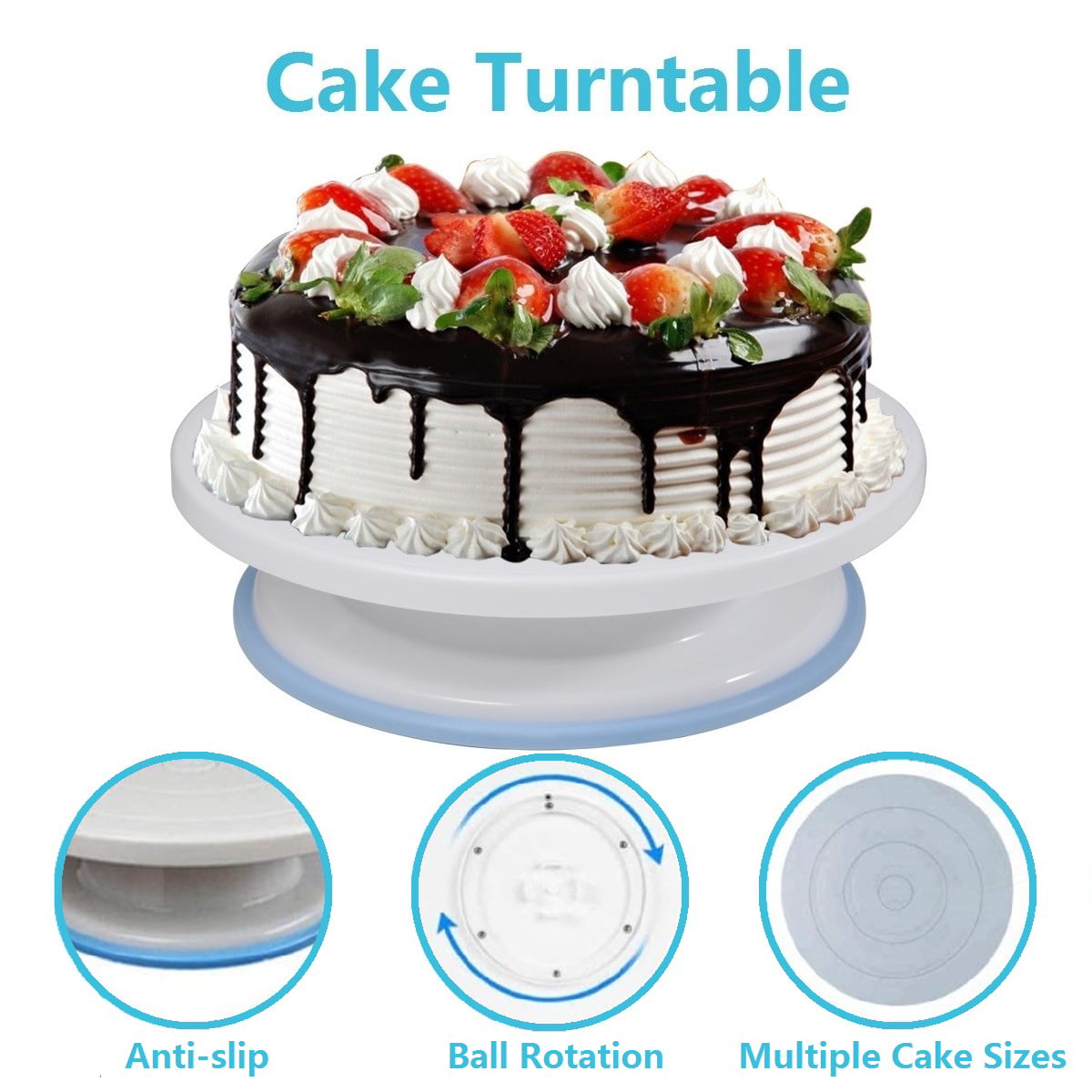 Fyearfly Cake Stand 12 Inches Cake Turntable, Cake Spinner, Decorating  Display Standble, Easy to use Revolving, Made of Plastic Material of Food  Grade