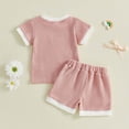thumbnail image 5 of Girl Clothes Toddler Girls Summer Outfit Heart Tank Top+Pink Shorts 2 Piece Clothing for Girl 1 2 3 4 5 6 7 T Girls Summer Set 0-3 Years,0-6 Months, 5 of 9