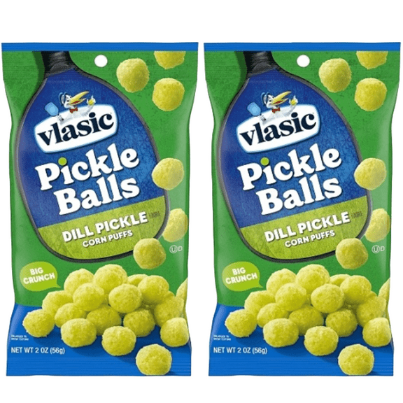 Vlasic Pickle Balls, Delicious Dill Pickle Flavored Corn Puffs, Fresh 2 Oz. (Box Of 2)