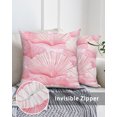 thumbnail image 3 of Waterproof Outdoor Throw Pillows with Inserts 16"x16" Set of 2, Pink Coastal Shell Soft Decorative Pillowcases for Couch Bedroom, Summer Nautical Beach Ocean Pillow Covers for Sofa Living Room, 3 of 8