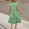 thumbnail image 4 of Little Girls Clothes Big Girls Dresses Size 14-16 Plus Casual Summer Butterfly Boho Midi Dress Sleeveless Ruffled Flowy A-Line Sundress Holiday Party Daily Wear Beach Clothes Sundress, 4 of 8