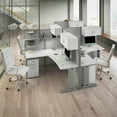 thumbnail image 3 of Pemberly Row Set of 2 Engineered Wood 65W L Shaped Cubicle Desk in Pure White, 3 of 11
