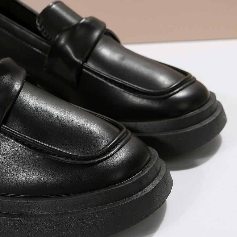 Slip-on Sneaker Loafers, Black Leather - Hugs & Co