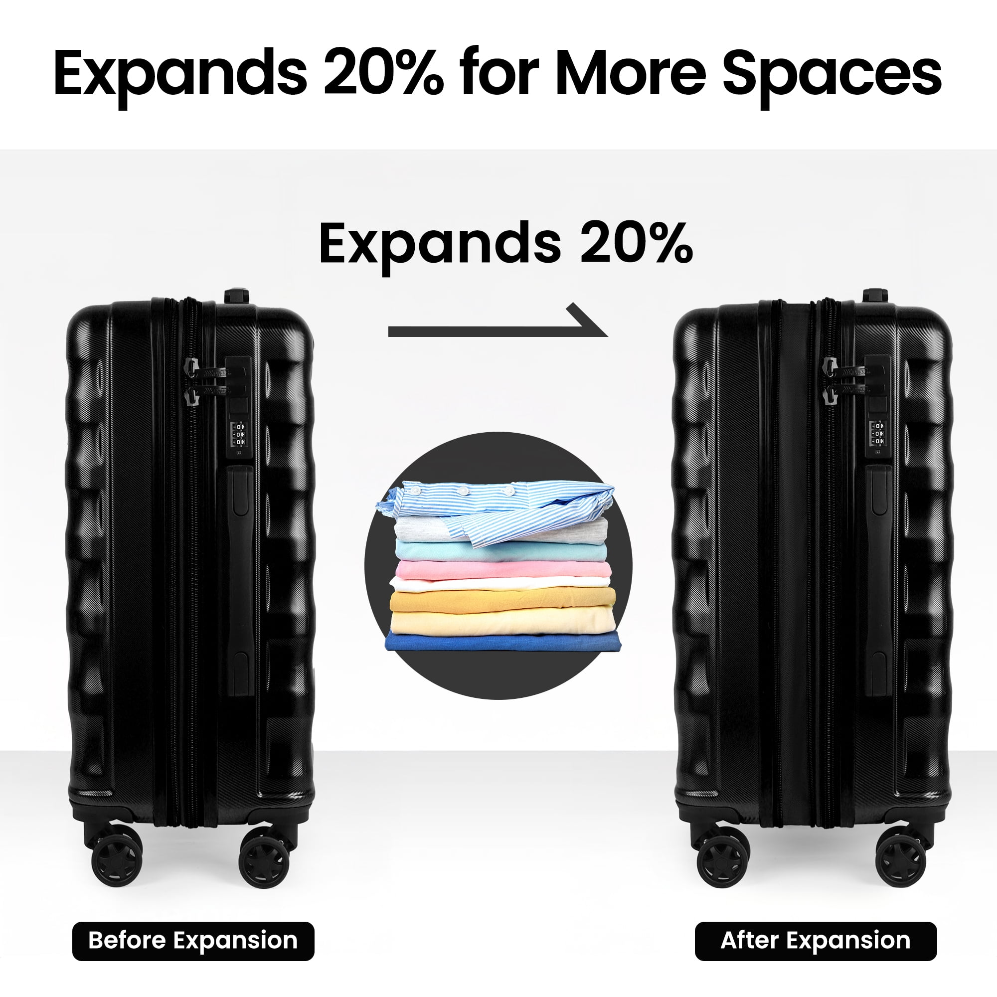 New York Xpress 25" Hardside Medium Checked Expandable Spinner Luggage with TSA Lock, Black - La13801