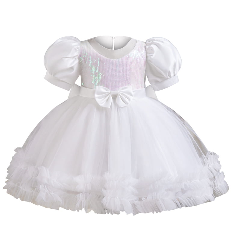 Delliss Toddler Glitter Tulle Dress Summer Puff Sleeve Crew Neck Bow Knot Girl  Dresses Birthday Party 6 Month 5 Years - Walmart.com