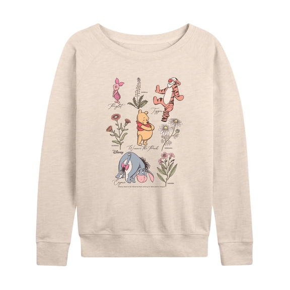 Winnie The Pooh - Pooh Friends Floral - Women's French Terry Long Sleeve Pullover