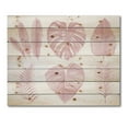 thumbnail image 3 of Designart 'Tropical Pink Watercolour Leaves On White I' Shabby Chic Print on Natural Pine Wood, 3 of 5