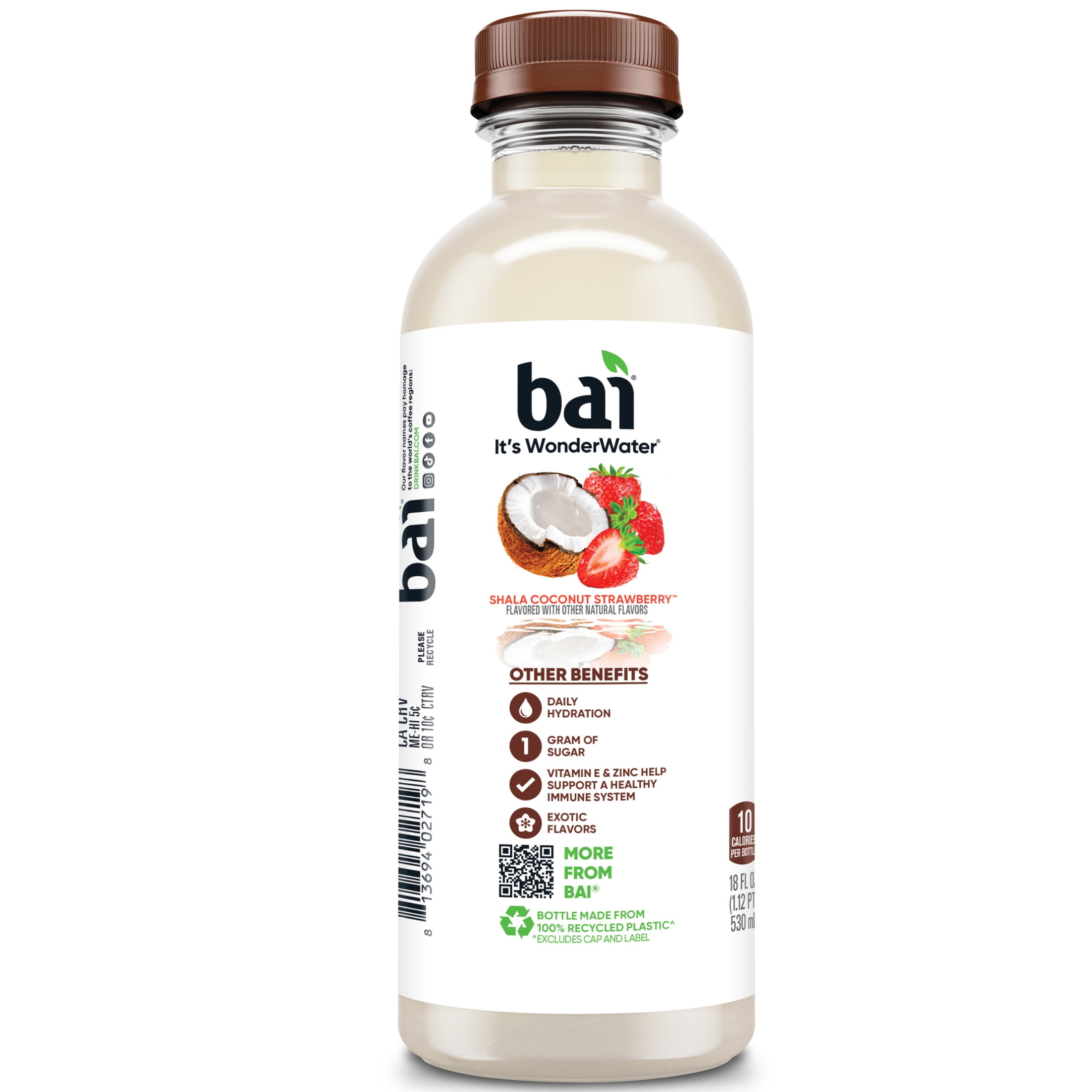 Bai Shala Coconut Strawberry Antioxidant Infused Water Beverage, 18 fl oz, 12 Pack Bottles