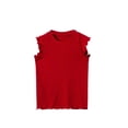 thumbnail image 1 of Zhuashum T-Shirts Débardeurs Fille Manches Courtes Col Rond Blouse Tenue T-Shirt Décontracté Printemps Été Vêtements Tout-Petit Rouge 4-5 Ans, 1 of 2