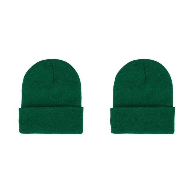 Minnieouse Beanie Hat Gorros de punto Unisex Autumn Skullcap Headgear Hilo Casual Accesorios para el cabello para deportes al aire libre Verde Pasto verde 2piezas