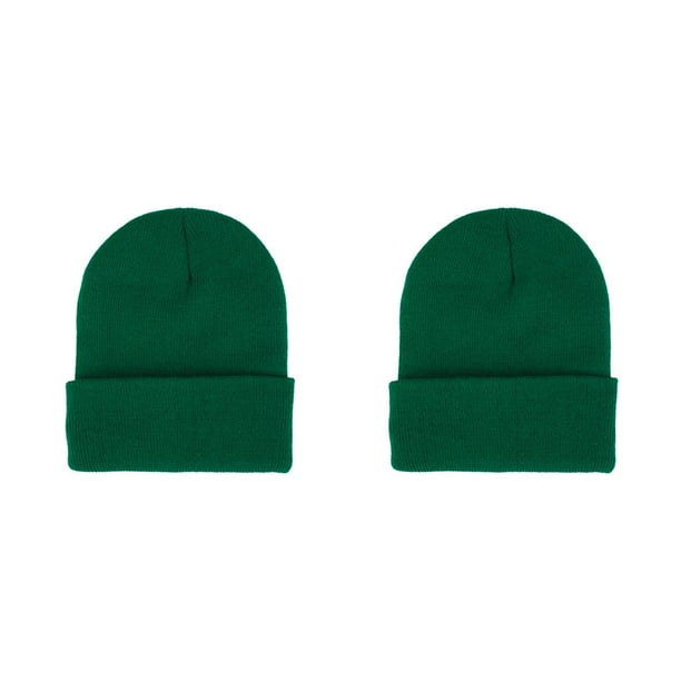 Qarigey Beanie Hat Gorros de punto Ajustable Skullcap Térmico Ciclismo Esquí Accesorios para el cabello para deportes al aire libre Verde Pasto verde 2piezas