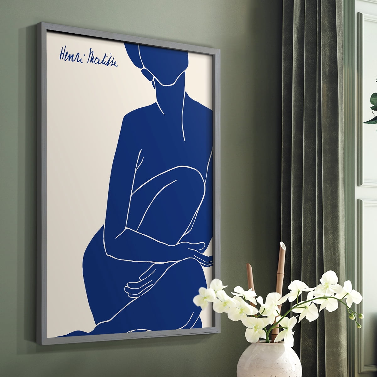 Matisse DI Framed Print in Gray Solid Wood Framed Print No Nail Hanging