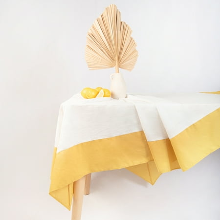 

Monday Moose Rustic Farmhouse Stonewashed Cotton Tablecloth (60x86 inch White/Yellow)