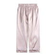 thumbnail image 6 of 2Pcs Kids Toddler Girls Satin Silk Pajama Set Button Down Satin Sleepwear Includes Short Sleeve Top Long Pants, 6 of 10