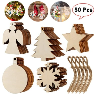 Luxtrada Wooden Christmas Ornaments, 40 Pcs Christmas Crafts for Kids ...