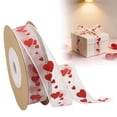 thumbnail image 2 of Valentine's Day Ribbon Wired with Heart, 11 Yard Polyester Decorative Ribbons for Gift Wrapping Bows DIY Crafts Wedding Art Decor, 0.39" Width, 2 of 9