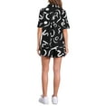 thumbnail image 3 of INSPIRE CHIC Women's Casual 2 Piece Outfits Printed Short Sleeve Button Down Pajama Beach Sets XS Black, 3 of 6