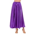 thumbnail image 2 of Doomiva Women Long Satin Retro Maxi Shiny Full Circle Skirt for Flamenco Belly Dancing Dance Purple 80cm, 2 of 6