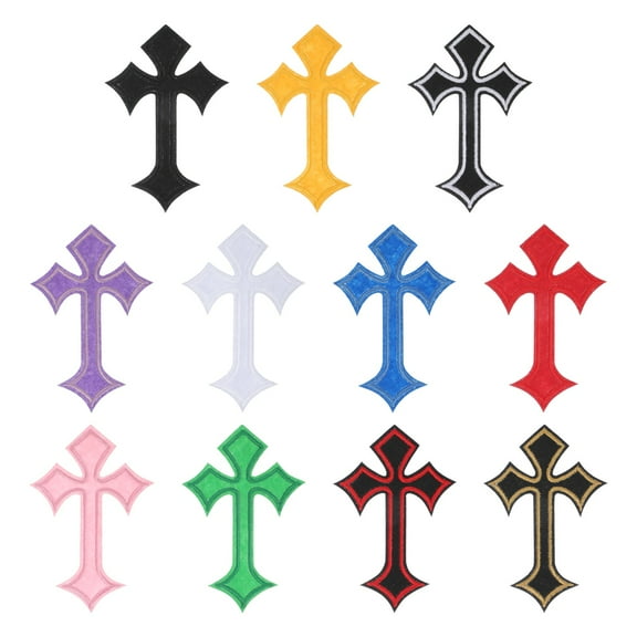 Uxcell 11 Pcs Cross Iron on Patches, Embroidered Sew on Applique Repair Patch for Backpacks Clothing Hats, Mixed Color
