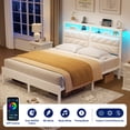 thumbnail image 3 of Greenstell Queen LED Bed Frame with Headboard Storage - Charging Station,Off White, 3 of 8