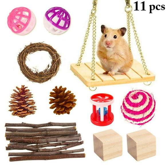 Hamster Chew Toy Interactive 11PCS Hamster Toy Hamster Accessory for Hamster