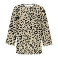 thumbnail image 5 of JURANMO 3/4 Sleeve Shirts for Women Fashion Leopard Print Tee Tops Casual Loose V Neck Button Blouse Tees 2024 Summer Holiday T Shirts Deals of the Day Brown M, 5 of 6