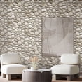 thumbnail image 4 of Cream Stone Embossed Wallpaper, Tile Wallcovering Roll: 41.7”W x 614”H- 177.80 sq ft, 4 of 6