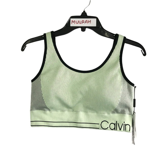 systematisch Inhalen Zenuwinzinking Calvin Klein Womens Green Seamless Ribbed Stretch Padded Sports Bra Size XL  $47 - Walmart.com