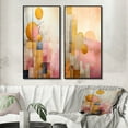 thumbnail image 1 of Designart "Retro Dreams Golden Moon III" Modern Geometric Framed Wall Art Set Of 2 - Modern Pink Frame Gallery Set For Office Decor, 1 of 6