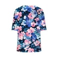 thumbnail image 6 of V Neck T Shirts for Women Summer Classic Casual Floral Printed Short Sleeve Tops Cute V Neck Business Blouses (2XL, Navy 2), 6 of 7