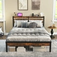 thumbnail image 4 of Costway Full Industrial Metal Platform Bed Frame Charging Station Mattress Foundation, 4 of 10
