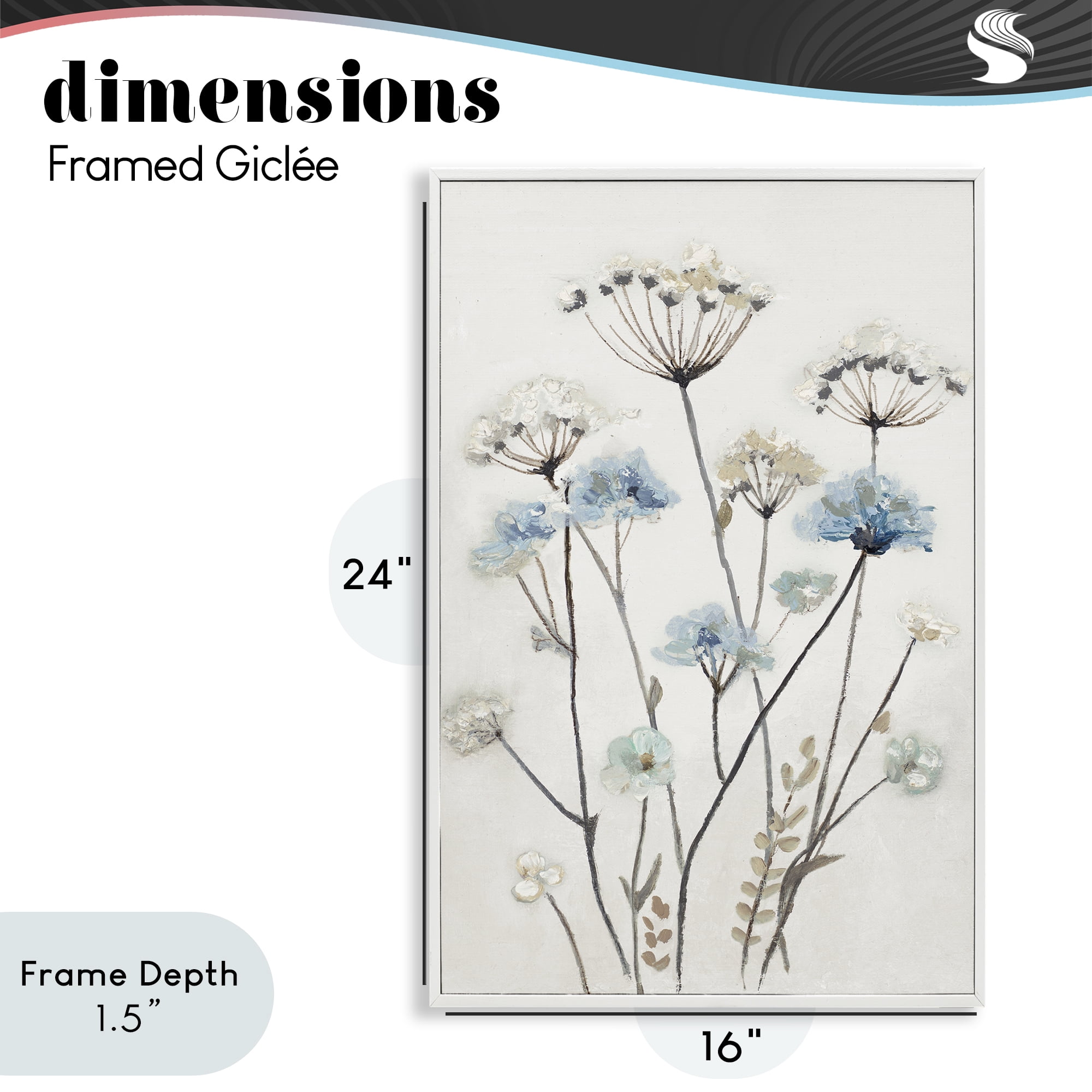 Stupell Industries Soft Jardin Azul White Framed Giclee Art, design by Patricia Pinto