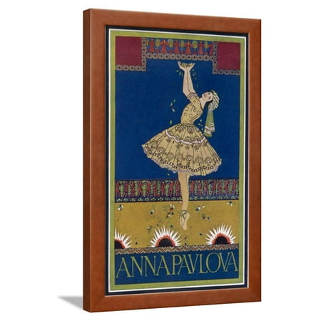 Anna Pavlova Russian Ballet Dancer on Stage in 1912 Framed Print Wall Art By R.