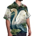 thumbnail image 2 of Swan Men's Hawaiian Poplin Casual Printed Button Down Short Summer Beach Shirts, Unisex, 2 of 6