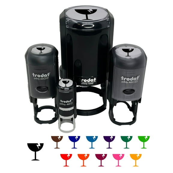 Fragile Glass Icon Self-Inking Rubber Stamp Ink Stamper - Black Ink - Mini 1/2 Inch