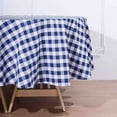 thumbnail image 2 of BalsaCircle Navy Blue Patriotic Veterans Day 90"Round Tablecloth Gingham Checkered Polyester Washable 4th of July Linen, 2 of 8
