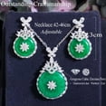 thumbnail image 6 of Silver Plated Green CZ Round Flower Earring Pendant Necklace Fashion Jewelry Set, 6 of 9