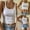 White, variant on iOPQO tank top for women Women's Casual Fashion Solid O-neck Navel Slim Camisole Top womens tank tops White L