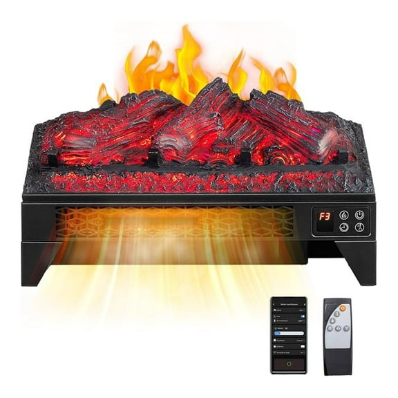 HHBEAUTY 18'' Electric Fireplace Insert w/Remote & WiFi Control, Faux Fireplace Logs w/Timer, Overheat Protection, Adjustable Flame and Brightness, CSA Listed for Home Living Room Bedroom, 1400W