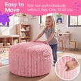 thumbnail image 4 of Fulsmile 2.5Ft Bean Bag Chair for Kids with Memory Foam Filling Kid Beanbag Chair Detachable Soft Cover for Bedroom Living Room, Stripe Pink, 4 of 7