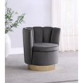 thumbnail image 2 of Bowery Hill Modern Modern Channeled Tufted Swivel Chair in Gray and Gold, 2 of 2