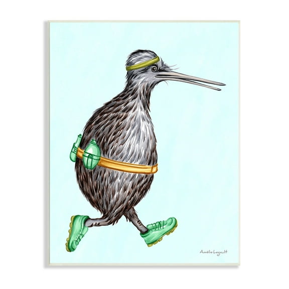 Stupell Industries Kiwi Bird Jogging Exercise Clothing Sneakers Illustration Graphic Art Unframed Art Print Wall Art, Design by Amelie Legault