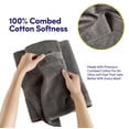 thumbnail image 2 of 8pc 100% Combed Cotton Towel Set (2 Bath, 2 Hand, 4 Wash) - Grey, 2 of 6
