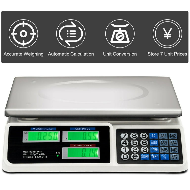 66Lbs Digital Weight Scale Price Computing Retail Count Scale Food Meat Scales