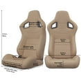 thumbnail image 3 of Universal Racing Seats 2PC Set - Brown Stitched PVC Leather Bucket Seats w/Adjustable Recline & Sliders, Carbon Fiber Look Backrest, Lightweight for Car/Truck (No Bracket), 3 of 8