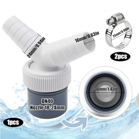 yaaqii Dishwasher Washing Machine Drain Adapter Double Connection Y 1 1/4 Inch 40 mm