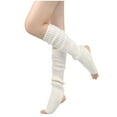thumbnail image 2 of QLEICOM Leg Warmers,Socks for Women,Solid Color Dance Footless Tights with Knit Convertible for Dance and Yoga Stirrup Leg Warmers Provide Ankle Coverage and Stretch Comfortable White, 2 of 4