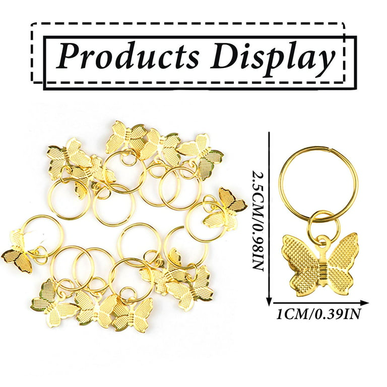 NAISKA 8PCS Gold Butterfly Braid Clips Vintage Golden Hair Beads Dreadlock  Accessories Braid Charms Hair Jewelry Cuffs Rings Clips Braids Accessories